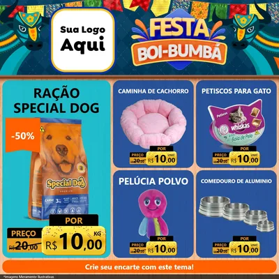Modelo de Rede Social para Feed Facebook com o tema Festa Boi Bumbá para Pet Shop
