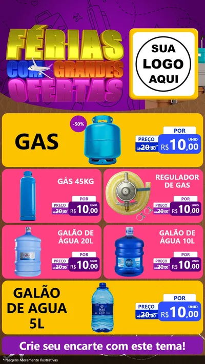 Modelo de TV para TV Vertical com o tema Férias com Grandes Ofertas para Água e gás