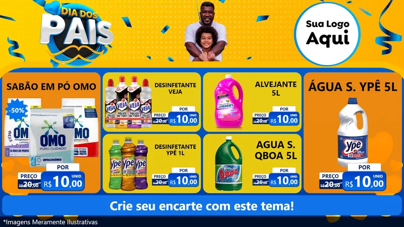 Modelo de TV para TV Horizontal com o tema Dia dos Pais para Produtos de Limpeza