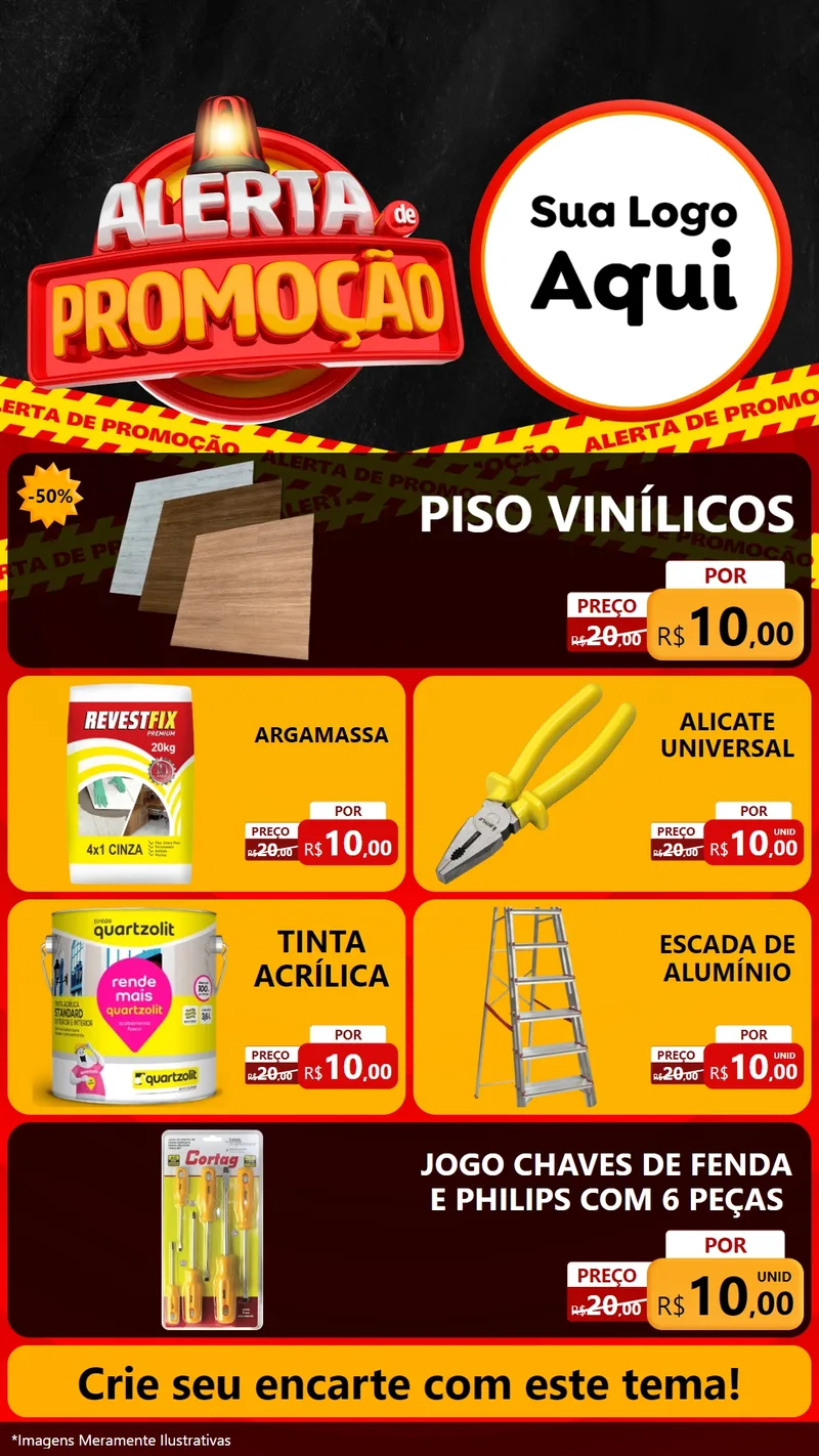 Modelo de TV para TV Vertical com o tema Alerta de Promoção para Material para Construção