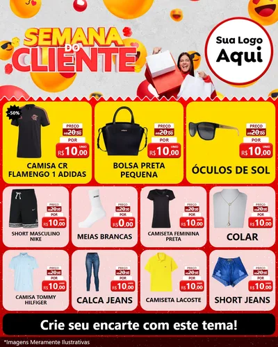 Modelo de Rede Social para Feed Instagram com o tema Semana do Cliente para Roupas e acessórios