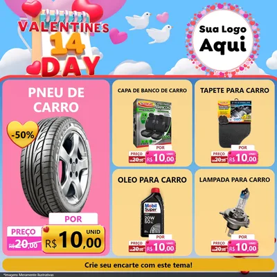 Modelo de Rede Social para Feed Facebook com o tema Valentine's Day para Auto peças