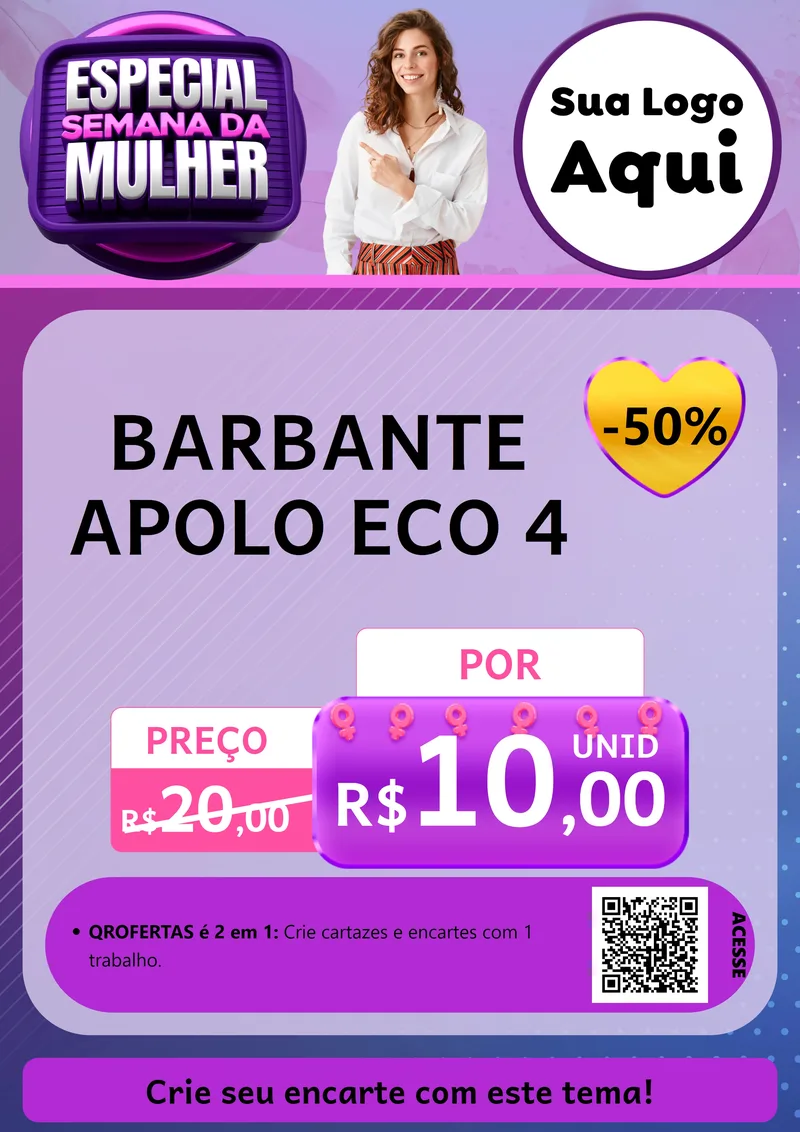 Modelo de Cartaz para Cartaz A4 Vertical com o tema Especial Semana da Mulher para Armarinho e Aviamentos