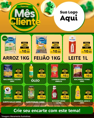 Modelo de Rede Social para Feed Instagram com o tema Especial Mês do Cliente para Supermercado