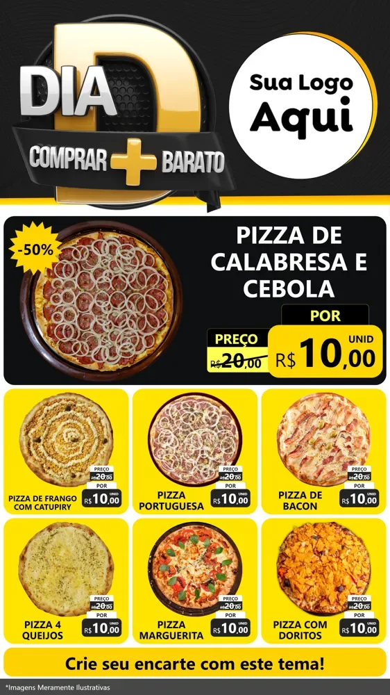 Modelo de Rede Social para Stories com o tema Dia D Mais Economia para Pizzaria