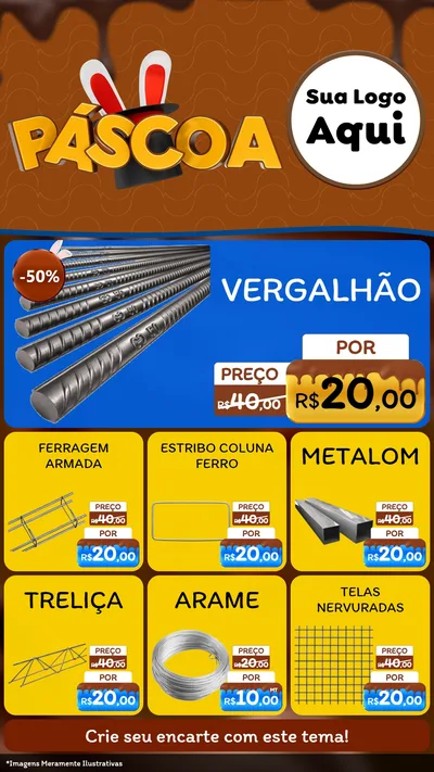 Modelo de Rede Social para Stories com o tema Páscoa para Ferragens