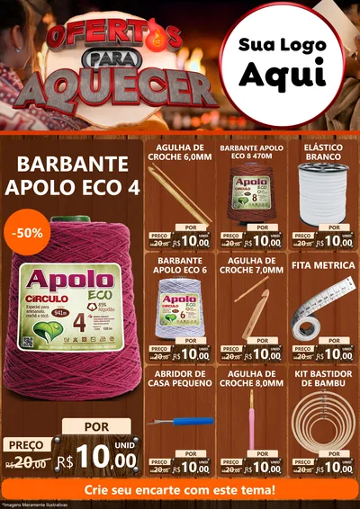 Modelo de Encarte para Encarte A4 Vertical com o tema Ofertas Para Aquecer para Armarinho e Aviamentos