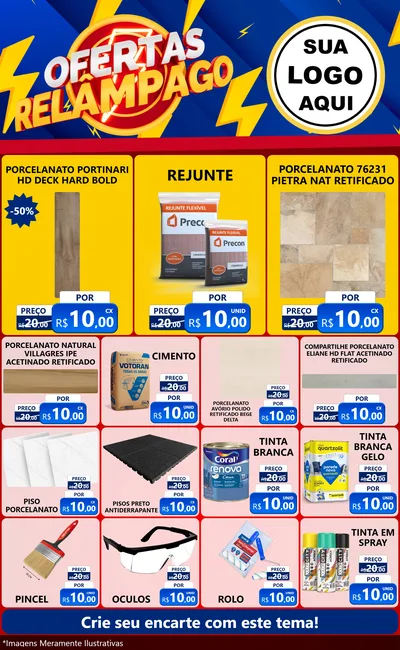 Modelo de Encarte para Encarte Grande com o tema Ofertas Relâmpago para Pisos e revestimentos