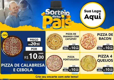 Modelo de Encarte para Encarte A4 Horizontal com o tema Sorteio Dia Dos Pais para Pizzaria