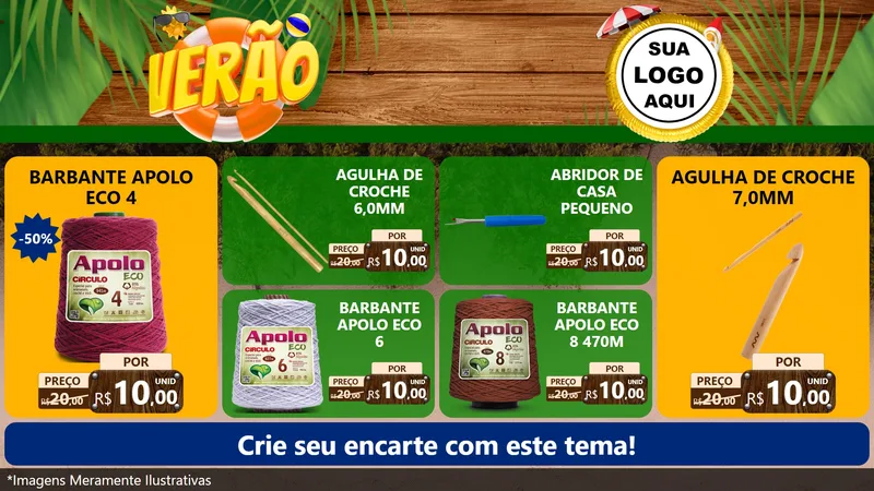 Modelo de TV para TV Horizontal com o tema Verão para Armarinho e Aviamentos