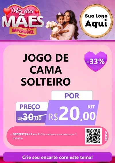 Modelo de Cartaz para Cartaz A4 Vertical com o tema Mês das Mães Imperdível para Cama, Mesa e Banho