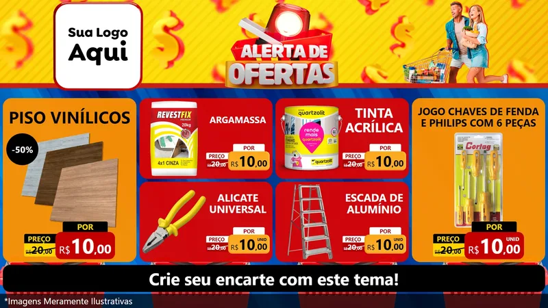 Modelo de TV para TV Horizontal com o tema Alerta de Ofertas para Material para Construção