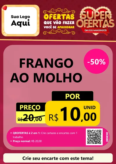 Modelo de Cartaz para Cartaz A4 Vertical com o tema Dia dos Namorados para Restaurante