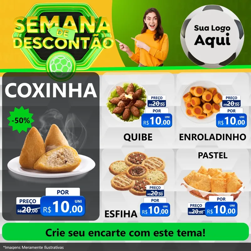 Modelo de Rede Social para Feed Facebook com o tema Semana de Descontão - Copa para Salgadaria