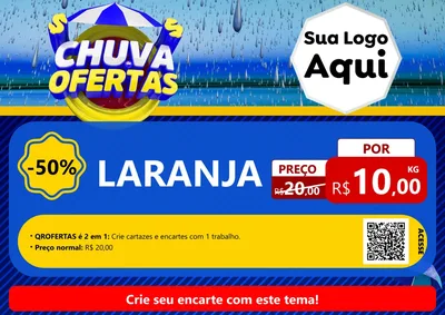 Modelo de Cartaz para Cartaz A4 Horizontal com o tema Chuva de Ofertas para Hortifrúti