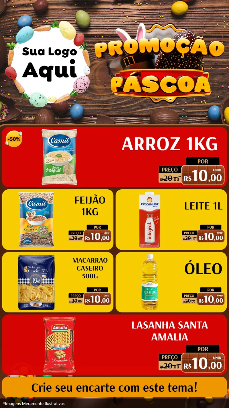 Modelo de TV para TV Vertical com o tema Promoção Páscoa para Supermercado