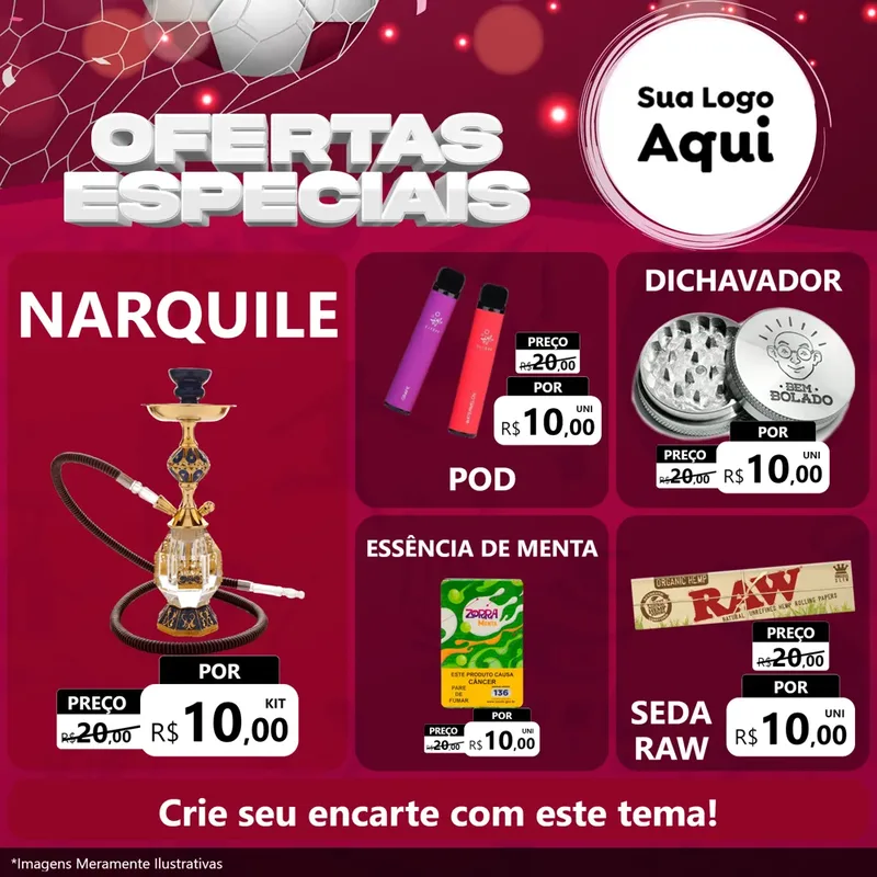 Modelo de Rede Social para Feed Facebook com o tema Ofertas Especiais - Futebol para Tabacaria
