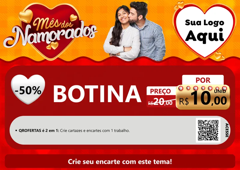 Modelo de Cartaz para Cartaz A4 Horizontal com o tema Mês dos Namorados para Agropecuária