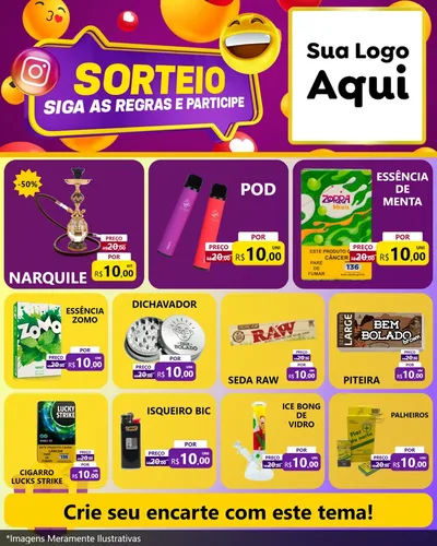 Modelo de Rede Social para Feed Instagram com o tema Sorteio para Tabacaria