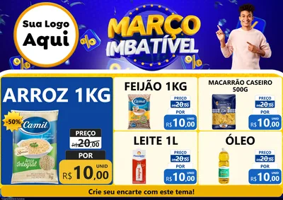 Modelo de Encarte para Encarte A4 Horizontal com o tema Março Imbatível para Supermercado