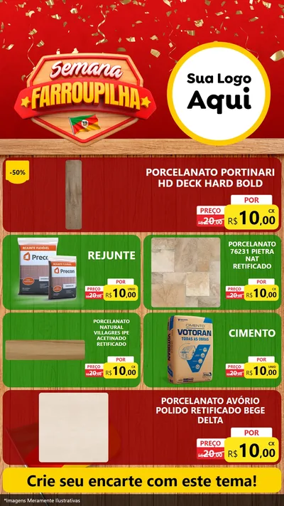 Modelo de TV para TV Vertical com o tema Semana Farroupilha para Pisos e revestimentos