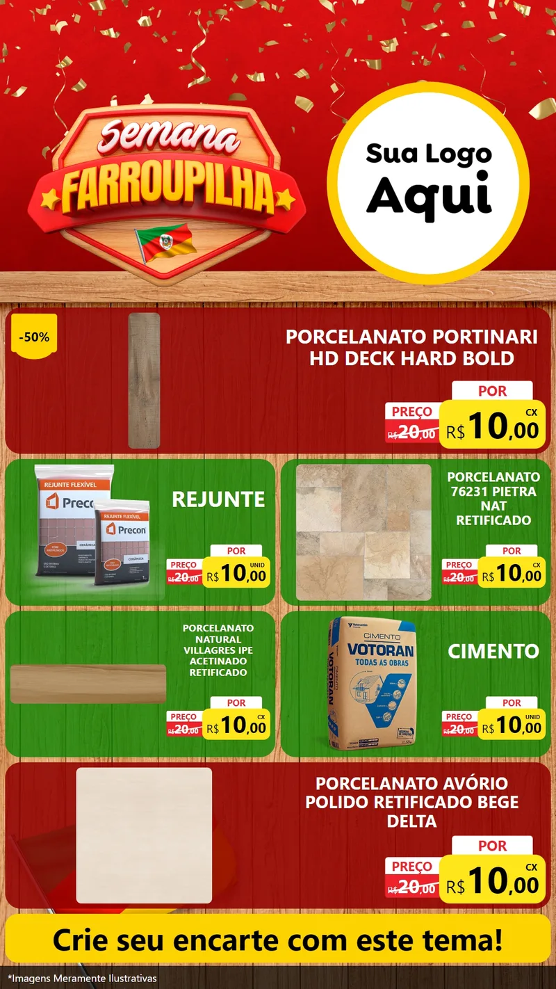 Modelo de TV para TV Vertical com o tema Semana Farroupilha para Pisos e revestimentos