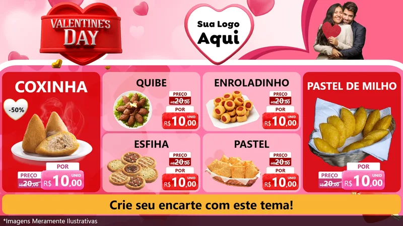 Modelo de TV para TV Horizontal com o tema Valentine's Day para Salgadaria