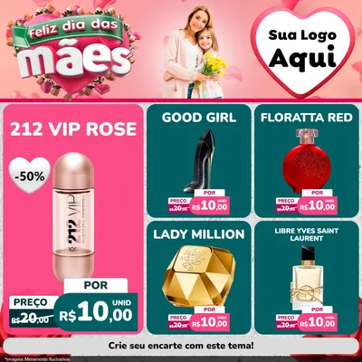 Modelo de Rede Social para Feed Facebook com o tema Feliz Dia das Mães para Perfumes