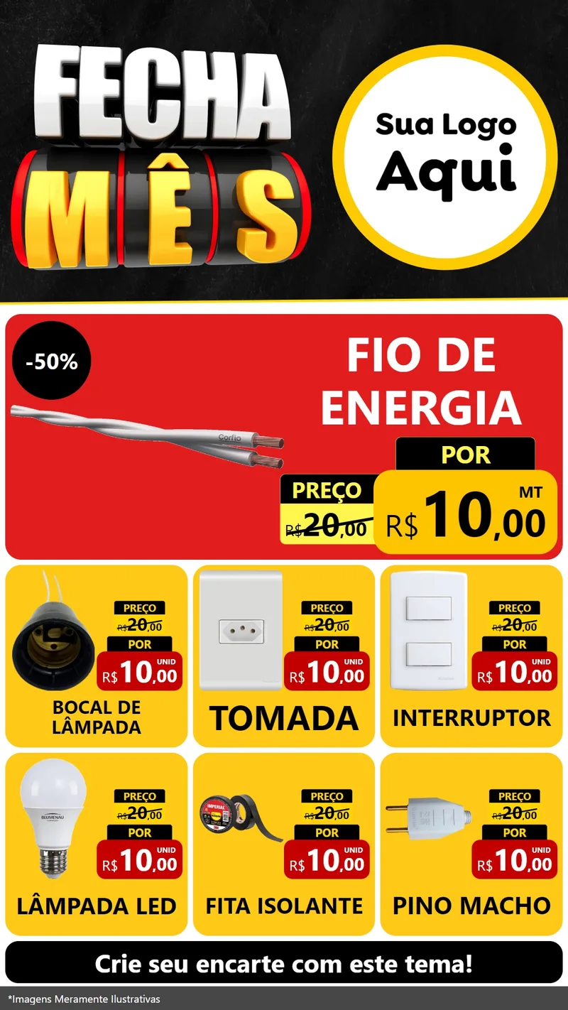 Modelo de Rede Social para Stories com o tema Fecha Mês para Materiais Elétricos