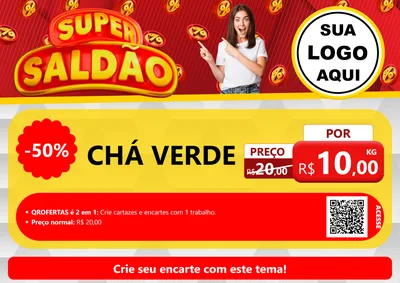 Modelo de Cartaz para Cartaz A4 Horizontal com o tema Super Saldão para Produtos Naturais