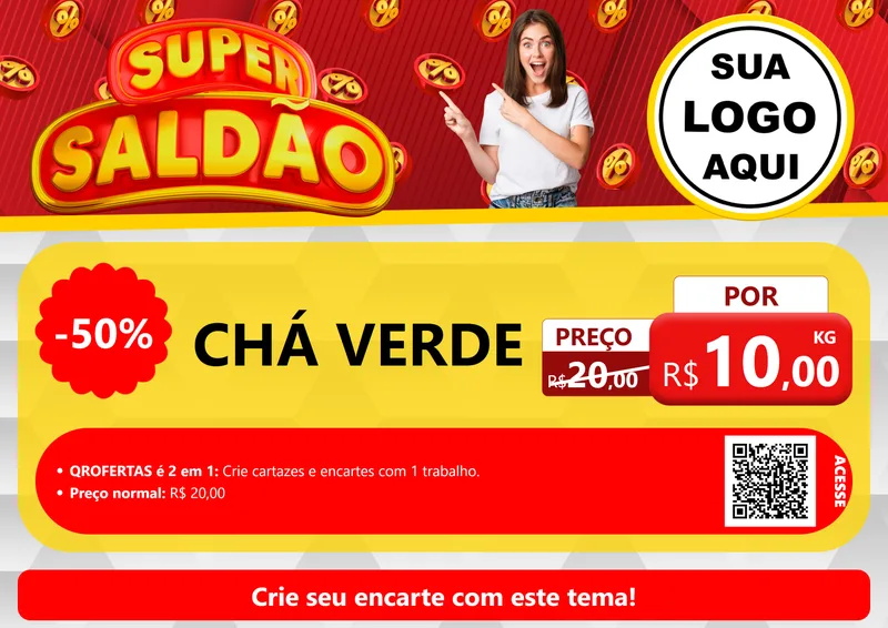 Modelo de Cartaz para Cartaz A4 Horizontal com o tema Super Saldão para Produtos Naturais
