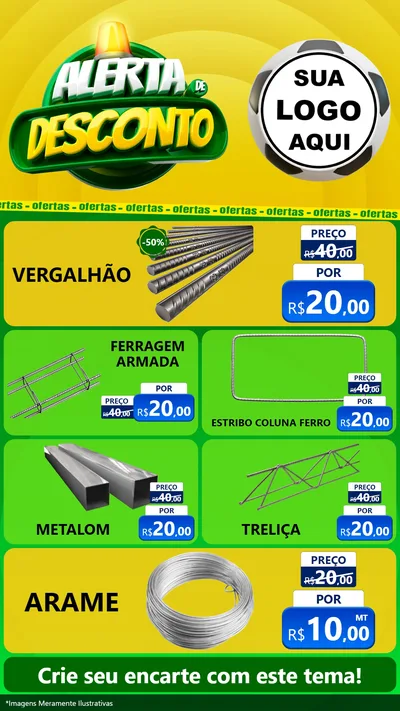 Modelo de TV para TV Vertical com o tema Alerta de Desconto para Ferragens