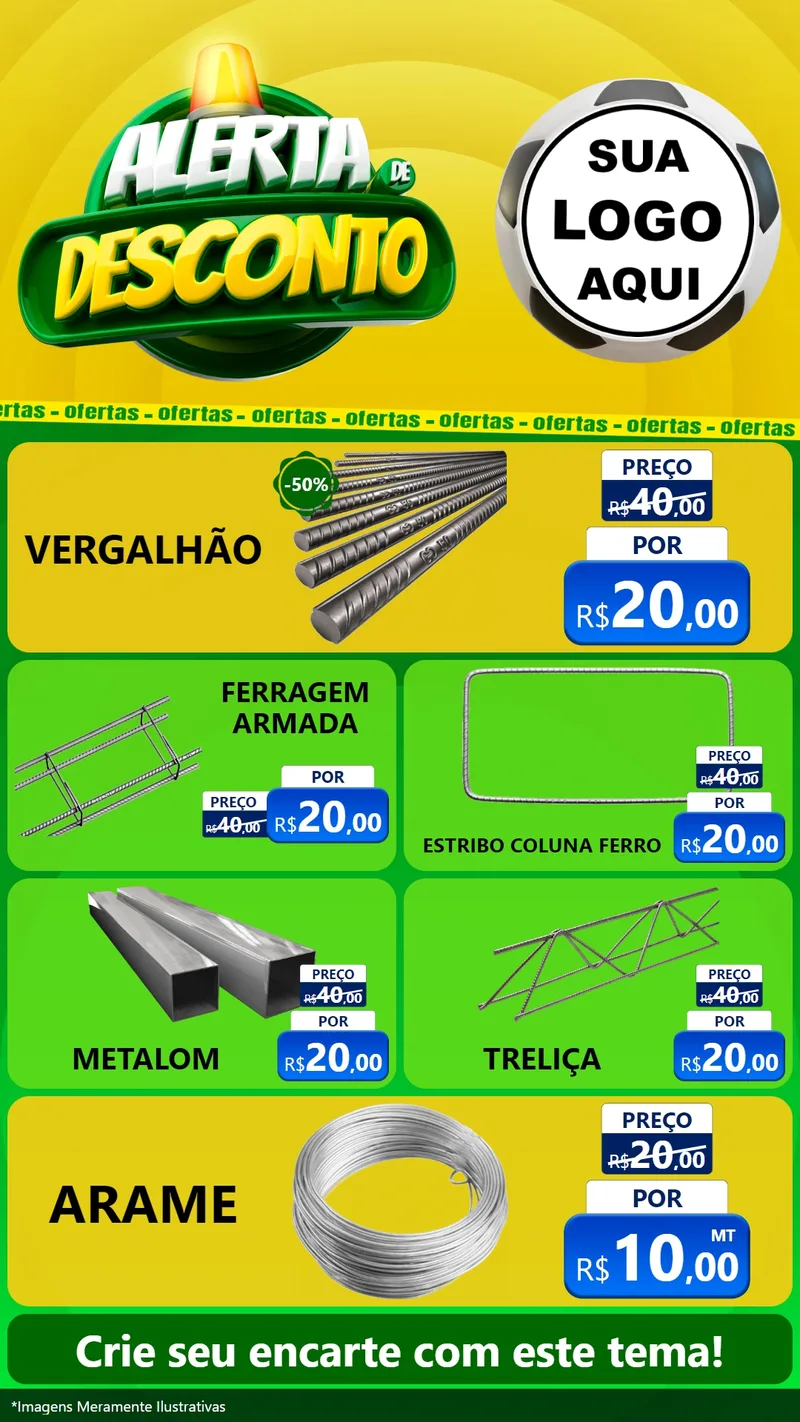 Modelo de TV para TV Vertical com o tema Alerta de Desconto para Ferragens