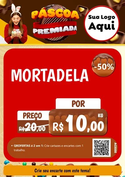 Modelo de Cartaz para Cartaz A4 Vertical com o tema Páscoa Premiada para Frios e Laticínios