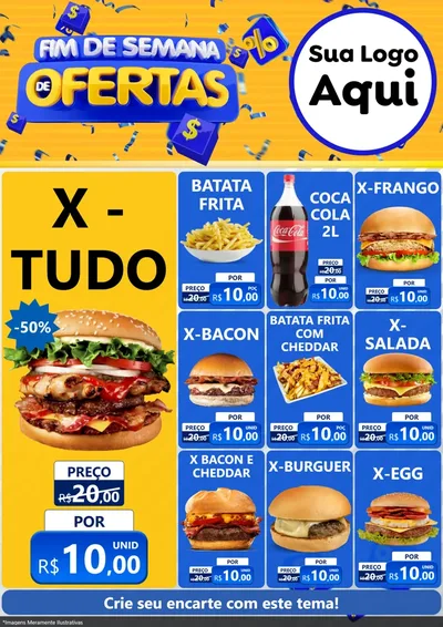 Modelo de Encarte para Encarte A4 Vertical com o tema Fim de Semana de Ofertas para Hamburgueria