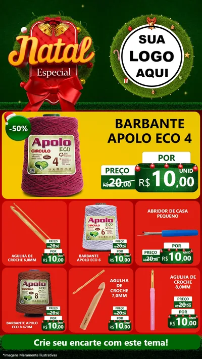 Modelo de Rede Social para Stories com o tema Natal Especial para Armarinho e Aviamentos