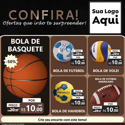 Modelo de Rede Social para Feed Facebook com o tema Confira! Ofertas que irão te surpreender! para Artigos Esportivos