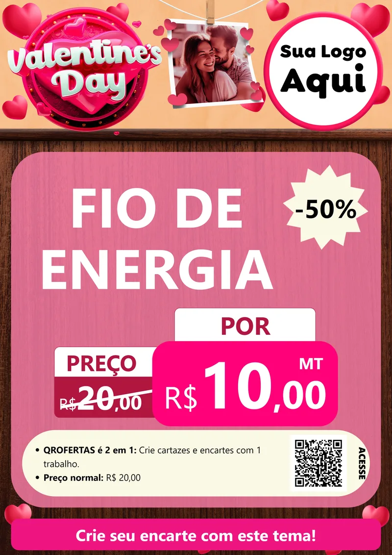Modelo de Cartaz para Cartaz A4 Vertical com o tema Valentine's Day para Materiais Elétricos