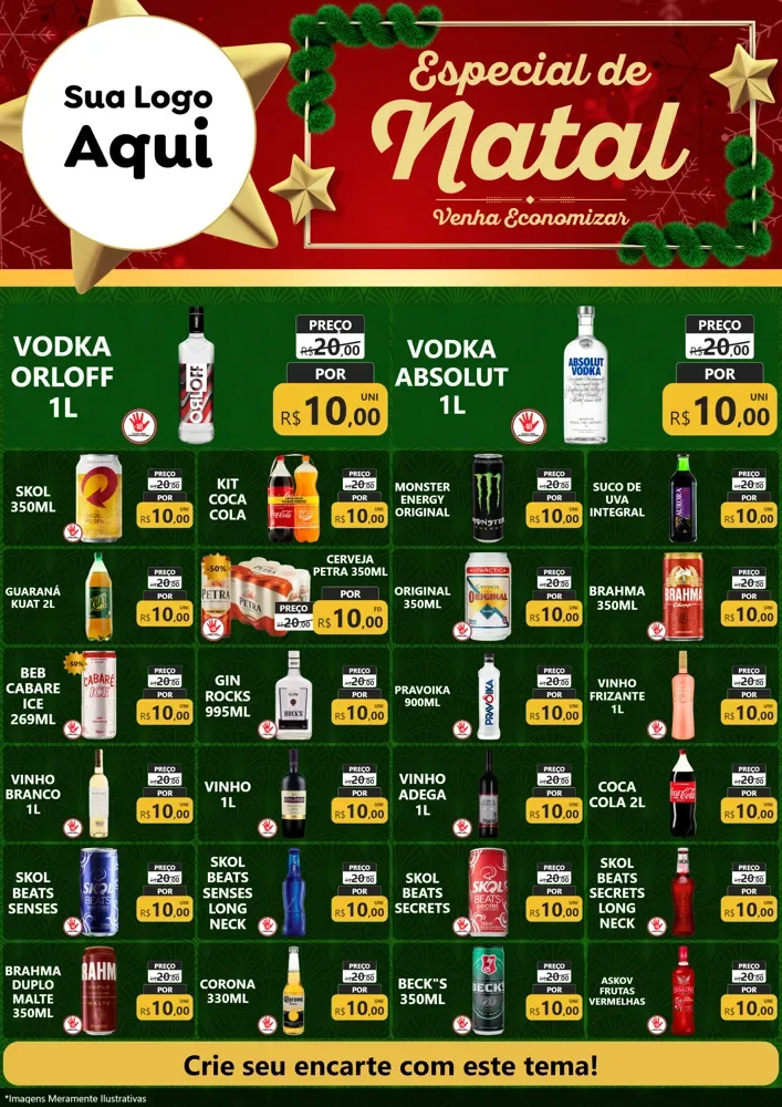 Modelo de Encarte para Encarte A4 Vertical com o tema Especial de Natal para Distribuidora de bebidas