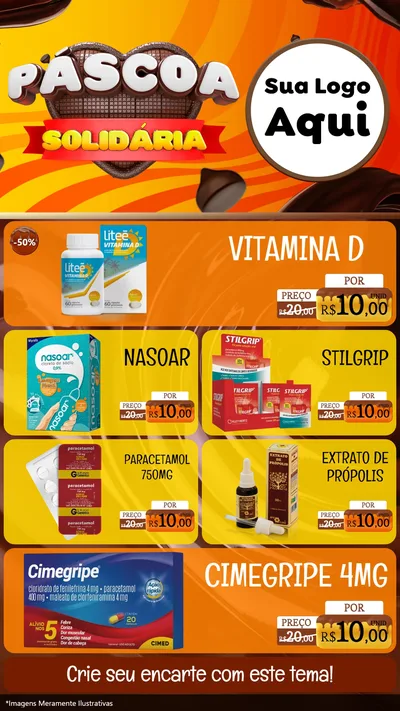 Modelo de TV para TV Vertical com o tema Páscoa Solidária para Farmácia