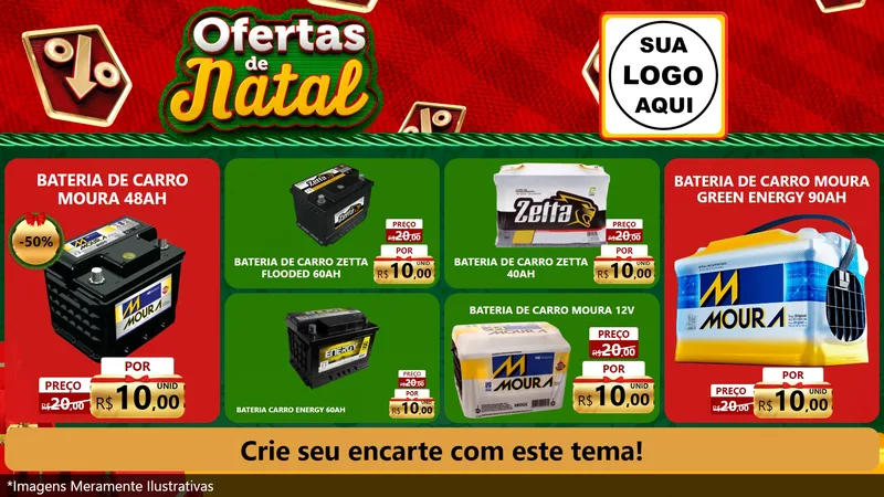 Modelo de TV para TV Horizontal com o tema Ofertas de Natal para Baterias Elétricas