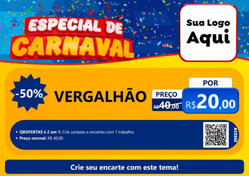 Modelo de Cartaz para Cartaz A4 Horizontal com o tema Especial de Carnaval para Ferragens