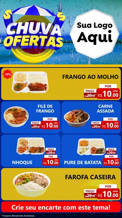 Modelo de TV para TV Vertical com o tema Chuva de Ofertas para Restaurante
