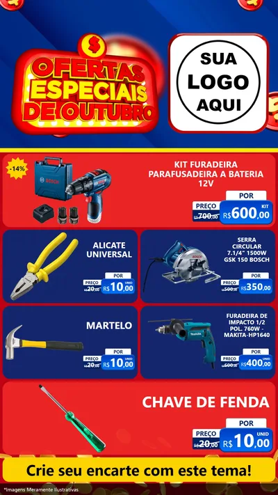 Modelo de TV para TV Vertical com o tema Ofertas Especiais de Outubro para Maquinas e Ferramentas