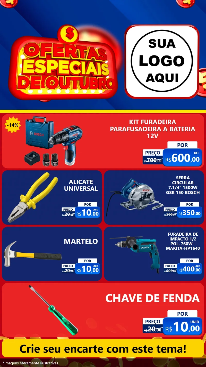 Modelo de TV para TV Vertical com o tema Ofertas Especiais de Outubro para Maquinas e Ferramentas