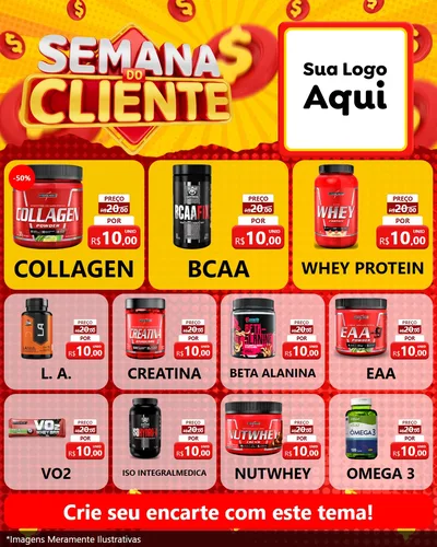 Modelo de Rede Social para Feed Instagram com o tema Semana do Cliente para Suplementos alimentares