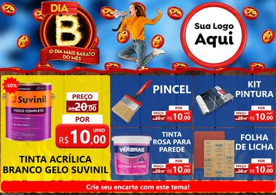 Modelo de Encarte para Encarte A4 Horizontal com o tema Dia B - O Dia Mais Barato Do Mês para Tintas e Ferramentas