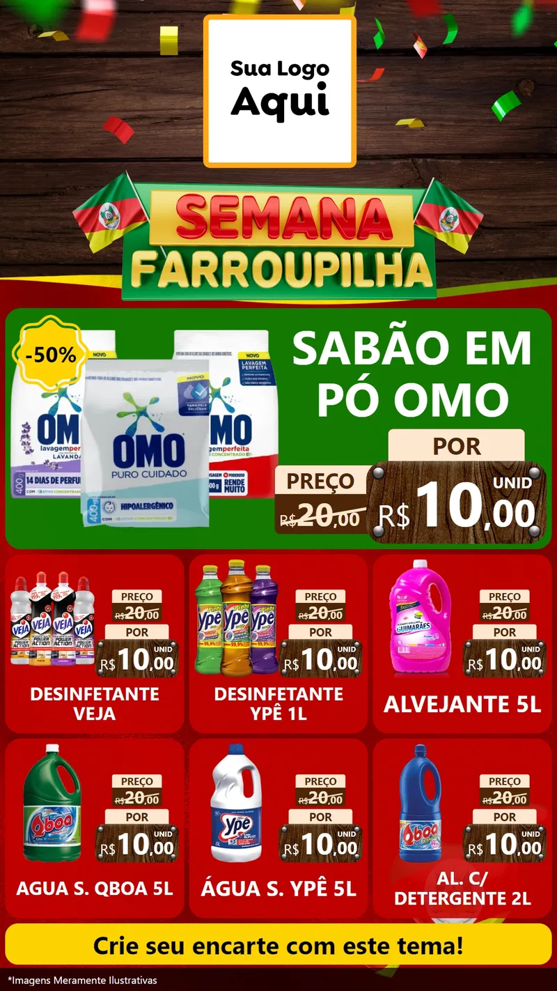 Modelo de Rede Social para Stories com o tema Semana Farroupilha para Produtos de Limpeza