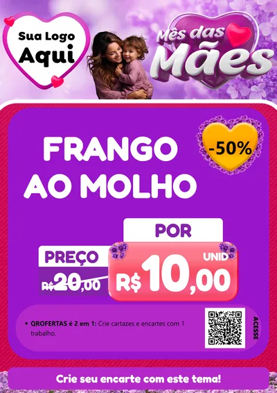 Modelo de Cartaz para Cartaz A4 Vertical com o tema Mês das Mães para Restaurante