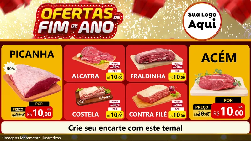 Modelo de TV para TV Horizontal com o tema Ofertas de Fim de Ano para Açougue